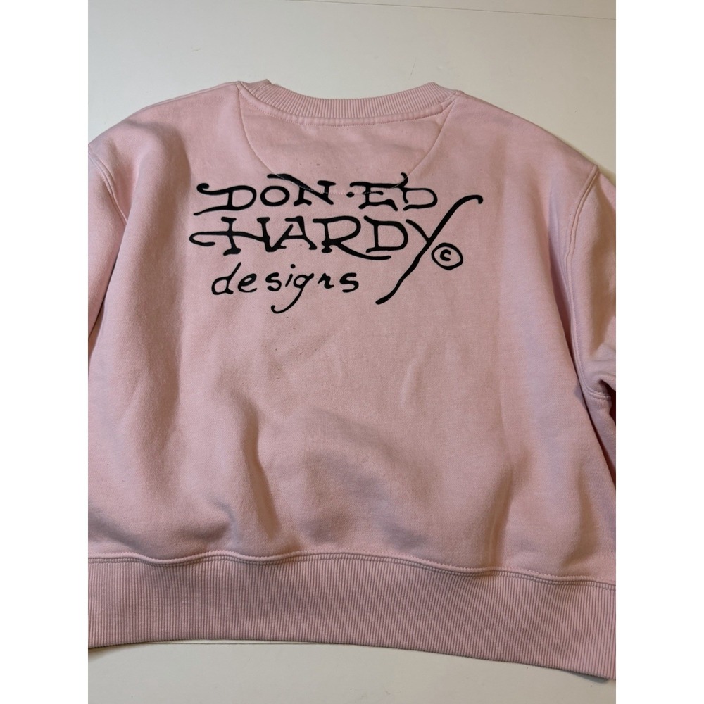 Ed Hardy Women's Size Medium Panther Rose Cropped Sweatshirt - Picture 4 of 10